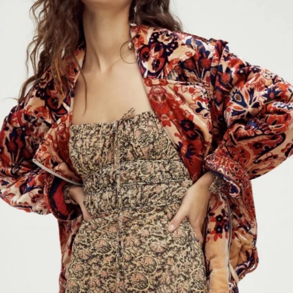 Free People Bailey Velvet Floral Jacket